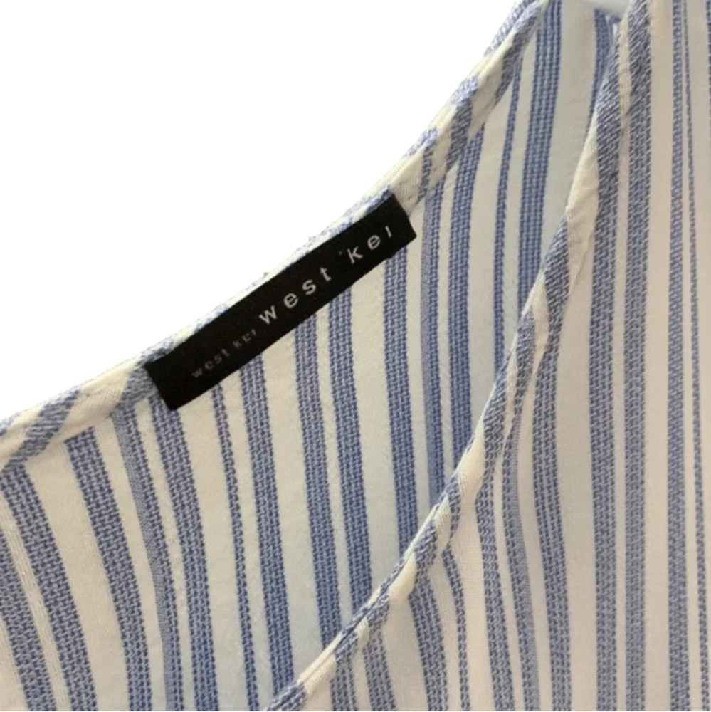 Medium West Kei top from stitch fix. Blue and white cool and breezy.